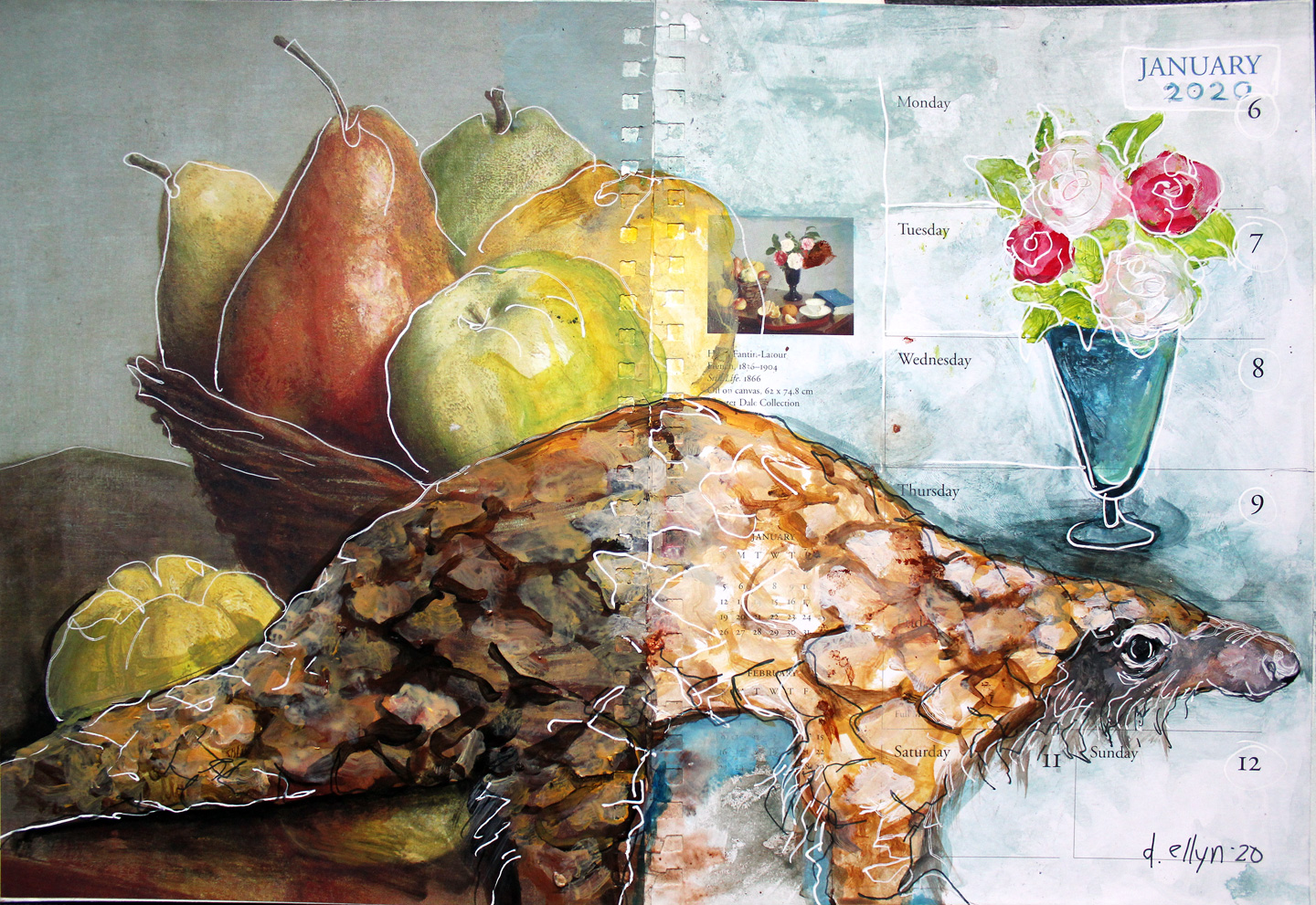 still life with pangolin by Dana Ellyn, 2020